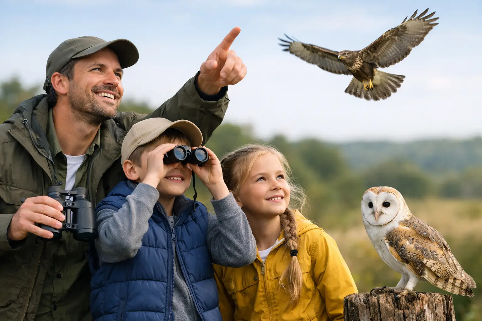 Roofvogels leren herkennen met kinderen